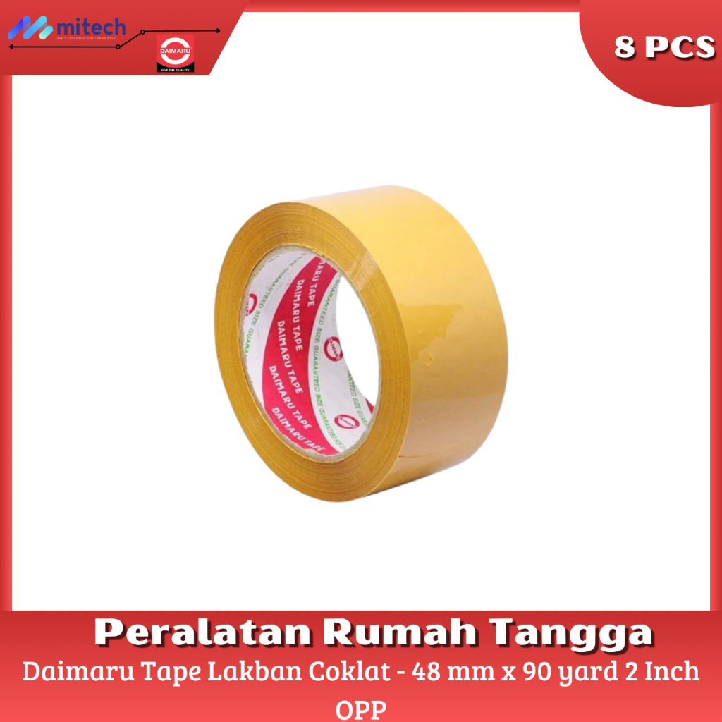 

Daimaru Tape 48 mm x 90 yard 2 Inch - 8 Pcs OPP Lakban Coklat Tahan Air