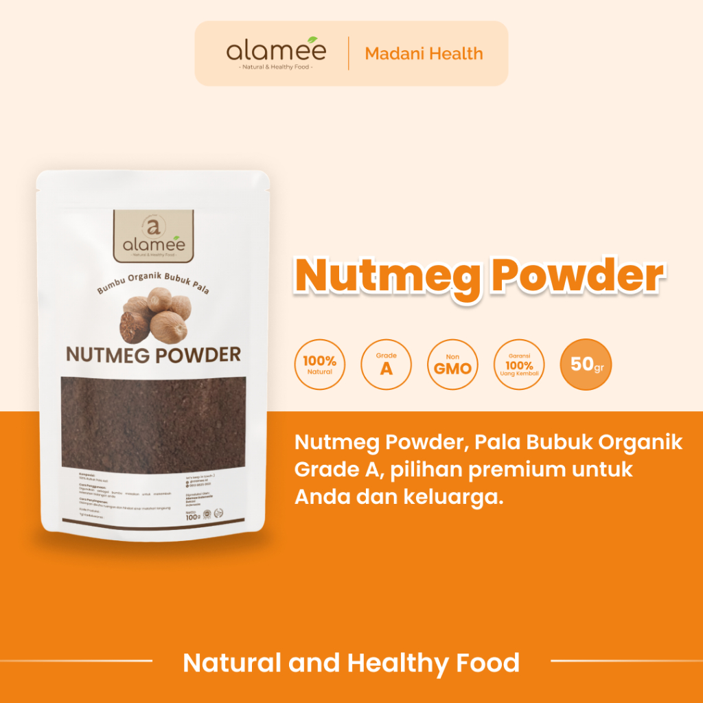 

ALAMEE Bumbu Dapur Pala Bubuk Nutmeg Seasoning Powder Rempah Murni Asli Tanpa Campuran Organik 50g