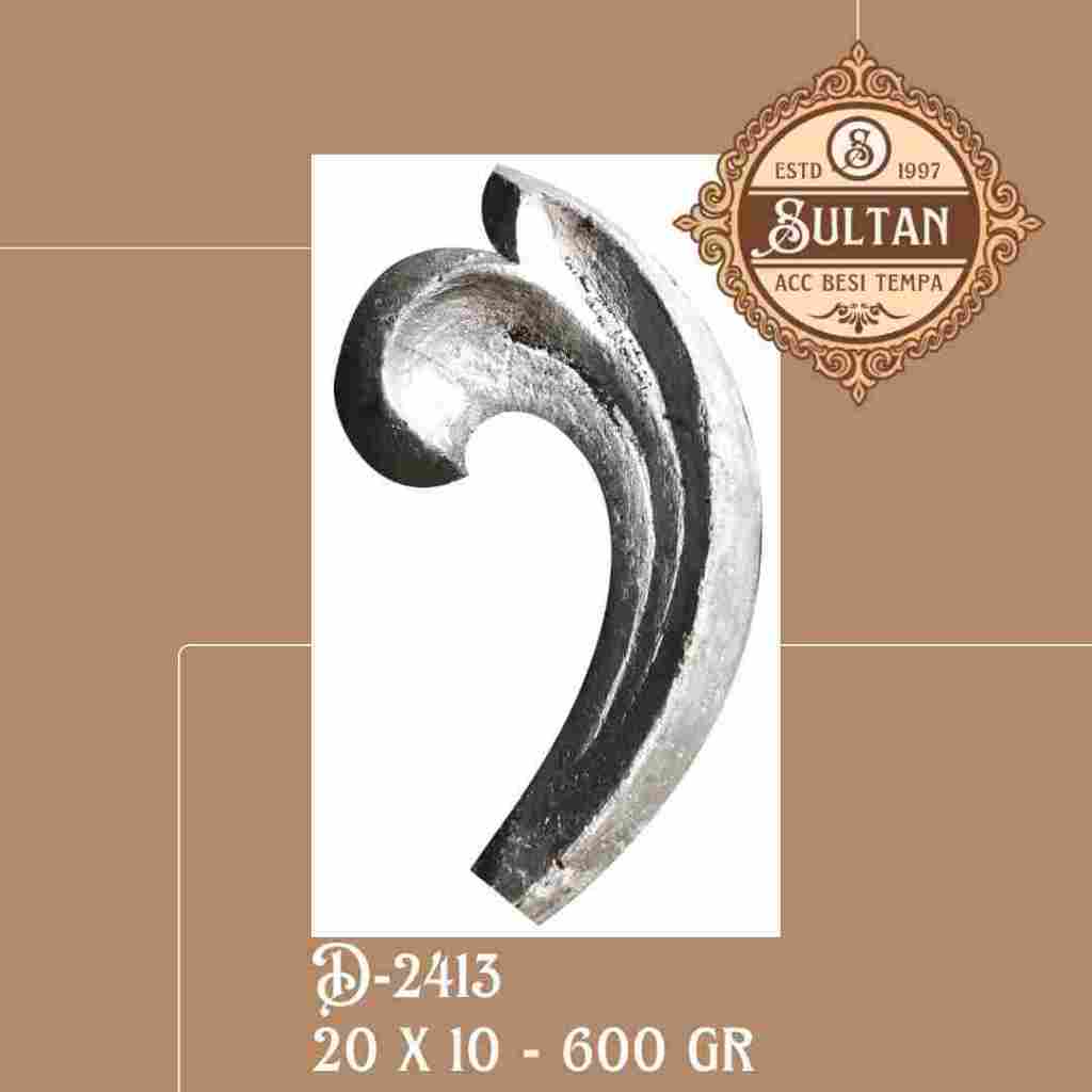 Sultan Besi Tempa / D-2413 / Ornamen Daun Besi Tempa / Ornamen Pagar Besi Klasik / Aksesoris Besi Te