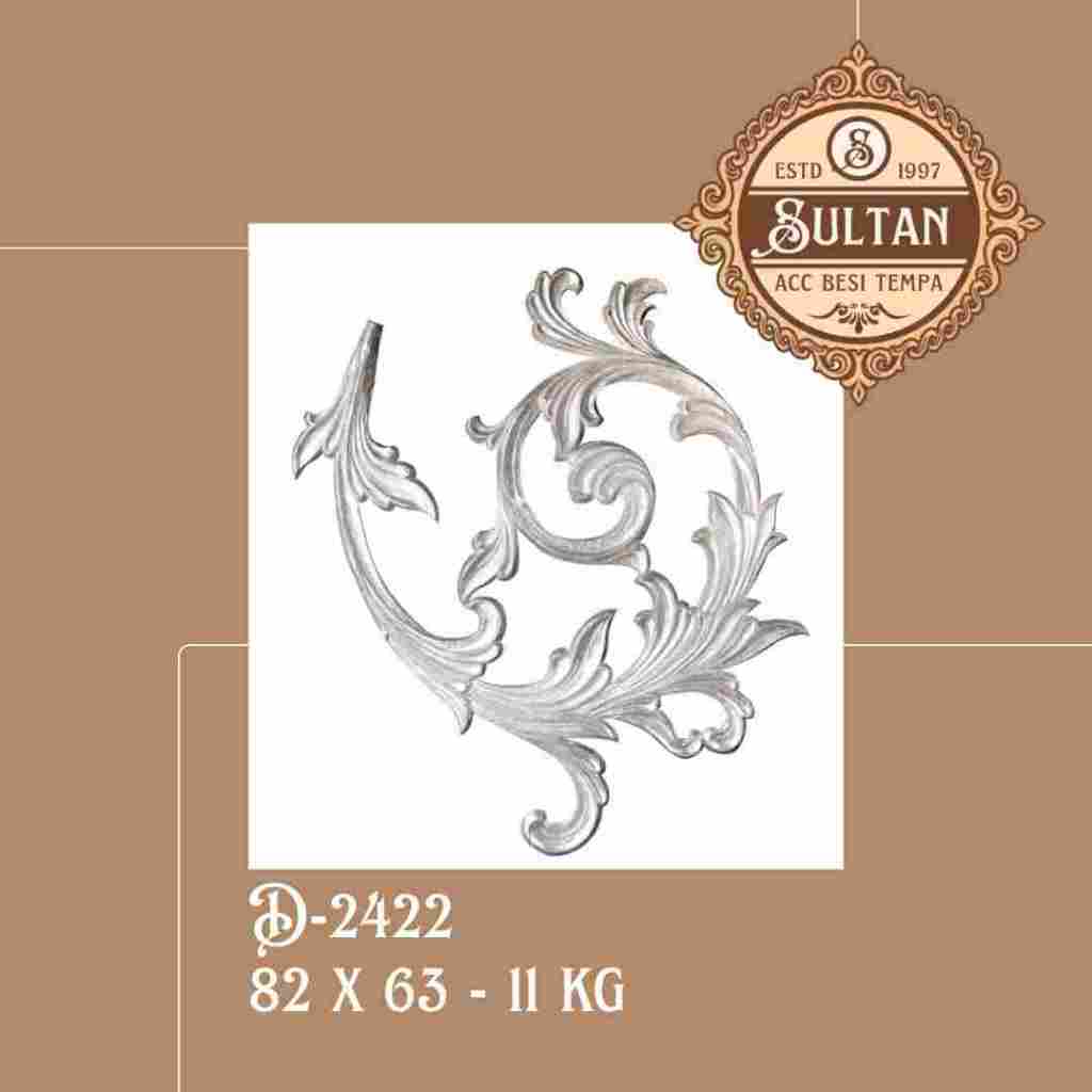 Sultan Besi Tempa / D-2422 / Ornamen Daun Besi Tempa / Ornamen Pagar Besi Klasik / Aksesoris Besi Te