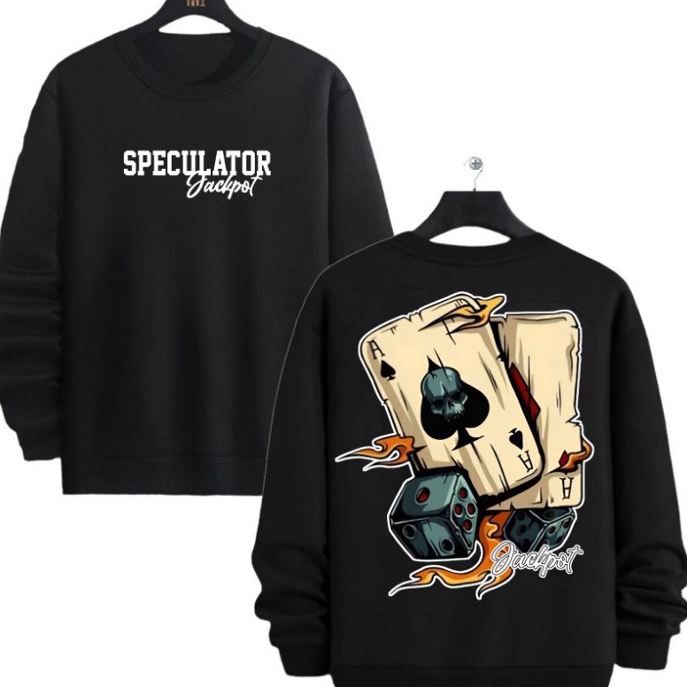 KODE R19J Sweater Premium Pria Tshirt Distro Motif JACKPOT Pakaian Pria Wanita Lengan Panjang  Sweat