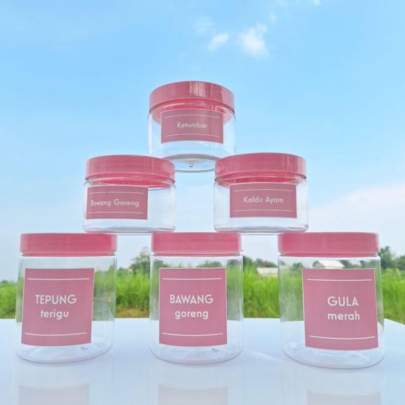 Toples Bumbu Dapur Pink Pastel Kedap Udara Bahan Plastik Model Minimalis