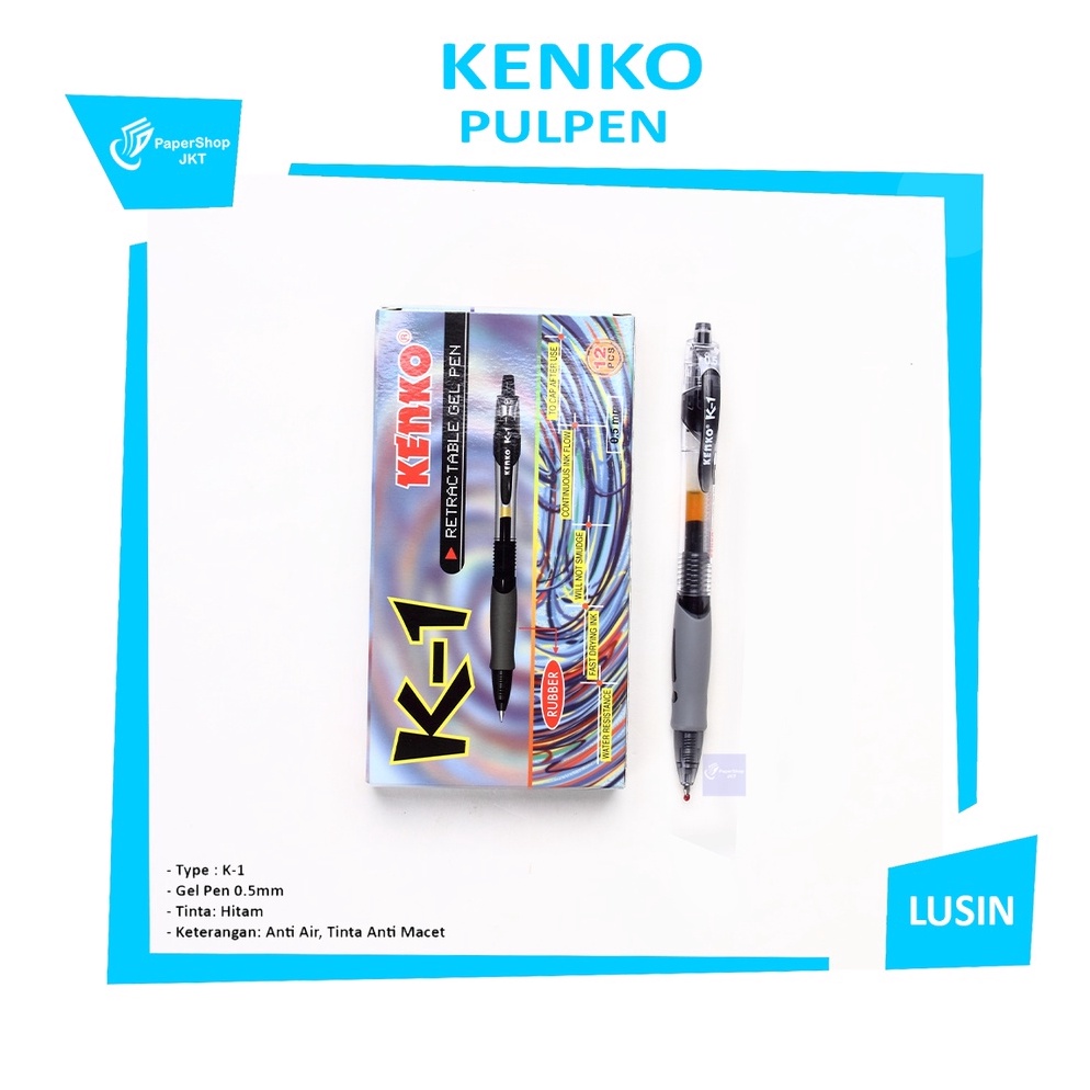 

KODE X33B KENKO Pulpen Varian Pena Gel Pen K1 5 mm Hitam dan Biru Lusin