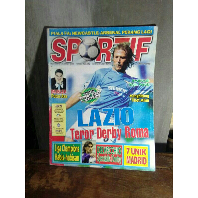 majalah sportif edisi 8-14 maret 2002, lengkap bonus poster robert pires dan l. matthaus