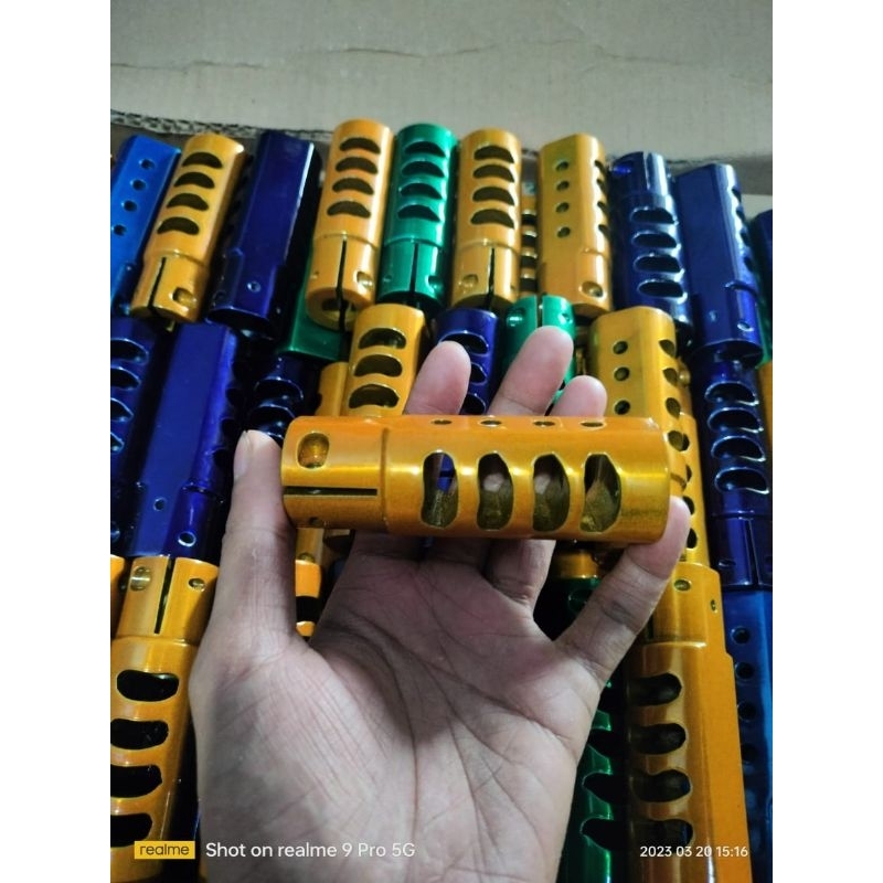pemecah suara model jepit + baud / muzzle break dural CNC terbaik