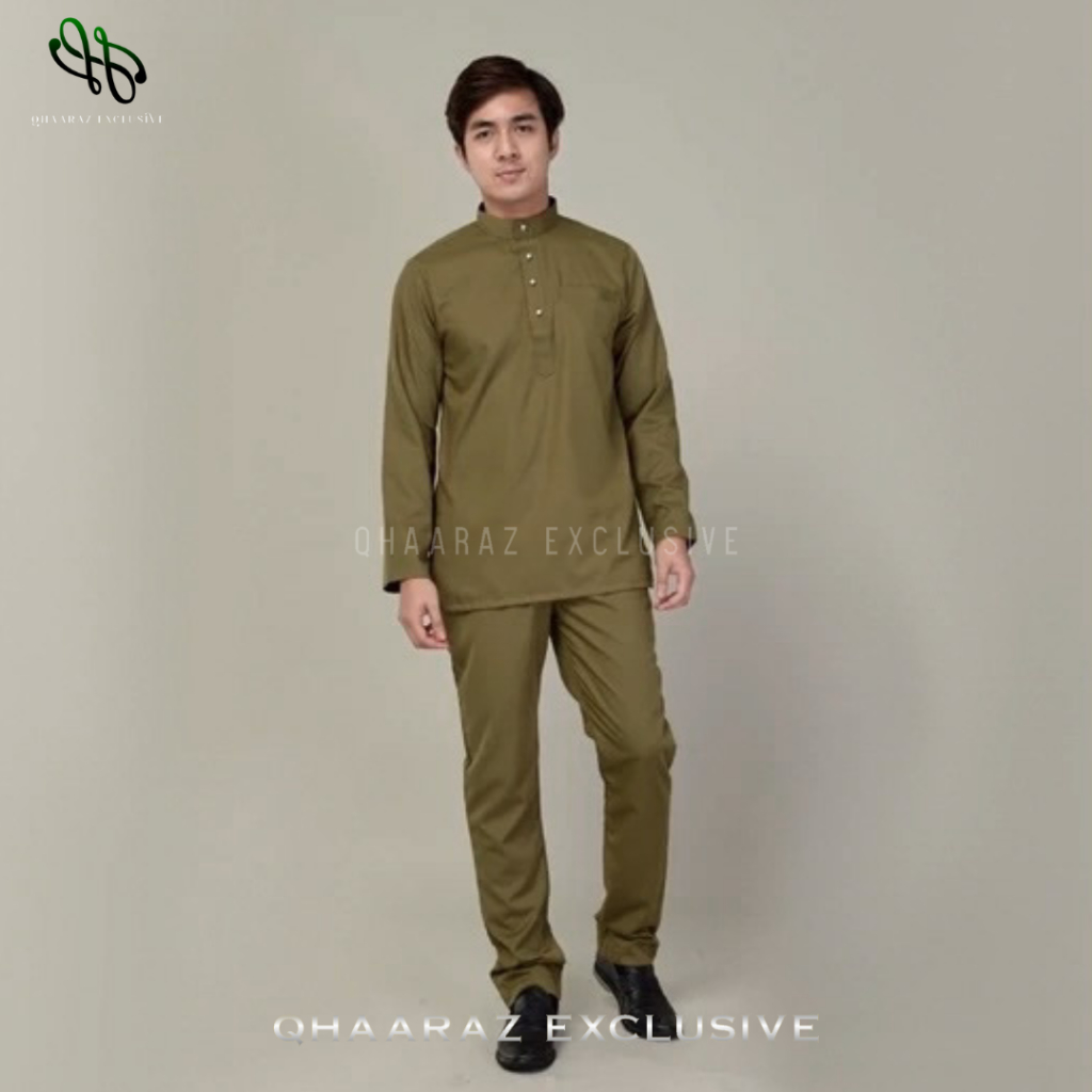 Raffan Baju Melayu Pria Setelan Koko Muslim Modern Bahan Katun Toyobo Satu Set Pakaian Teluk Belanga
