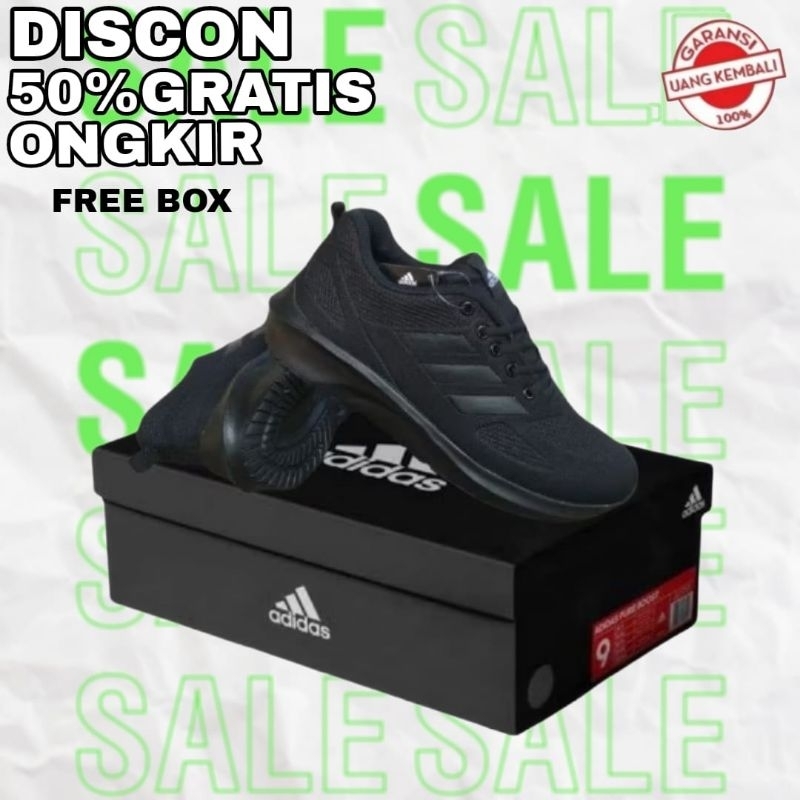Sepatu Sneakers Fullblack Sepatu Pria Wanita Sekolah Hitam Polos Sepatu Kerja Size36_43