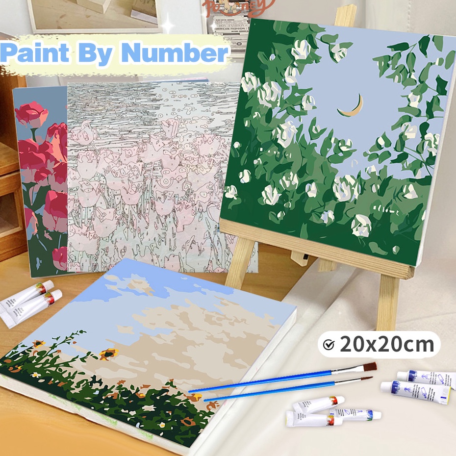 

Pasti Baru Poney Paint by number kit 2x2cm Diy painting kit Kanvas painting with frame siap lukis
