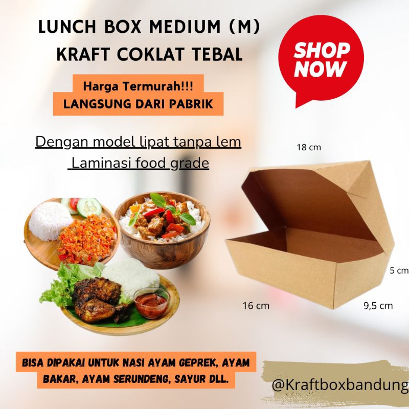 

PROMO!!! Lunch box size M kemasan makanan kraft box premium kemasan box custom lunch box custom kemasan makanan kraft brown kraft box brown kemasan makanan untuk ayam geprek kemasan box mie uk M kotak makan siang kotak makan custom