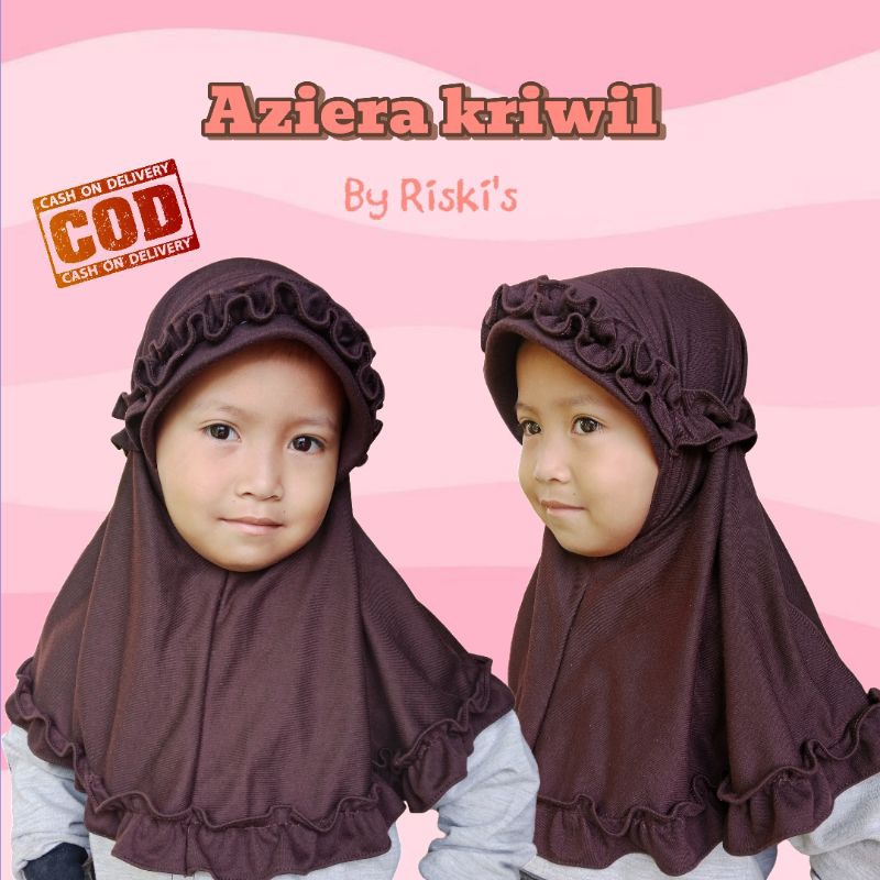 Hijab jilbab kerudung sekolah anak TK SD model kriwil lucu simple bahan kaos pe super tebal adem dip