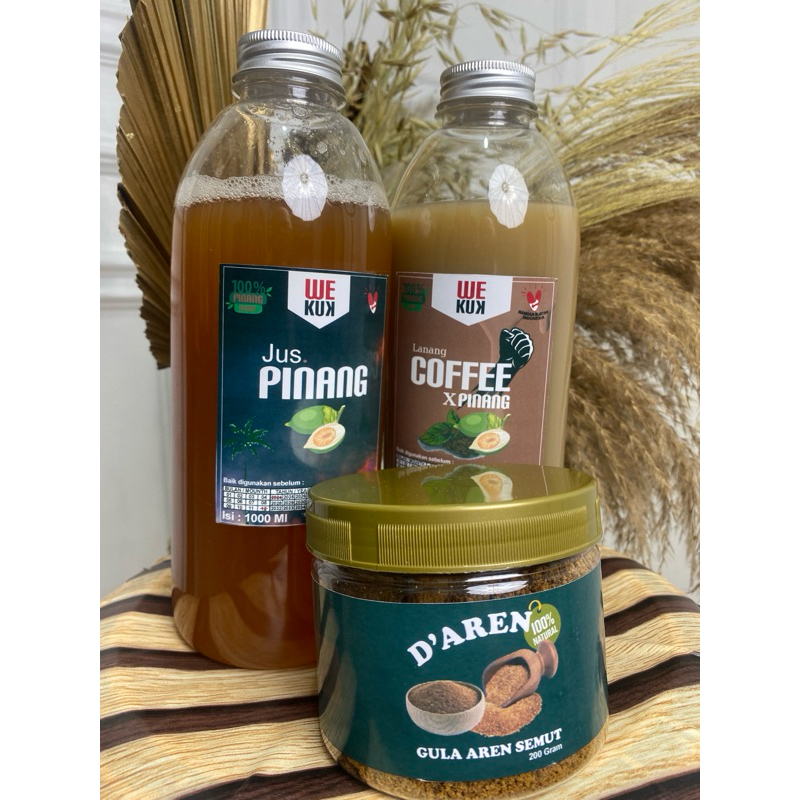 

Saripati buah pinang jus pinang muda 1Lt dan Jus pinang extra kopi dan gula semut
