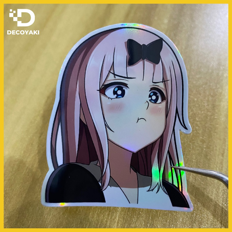 

Sticker Hologram Chika Fujiwara Ngambek, Sticker Anime Ngambek