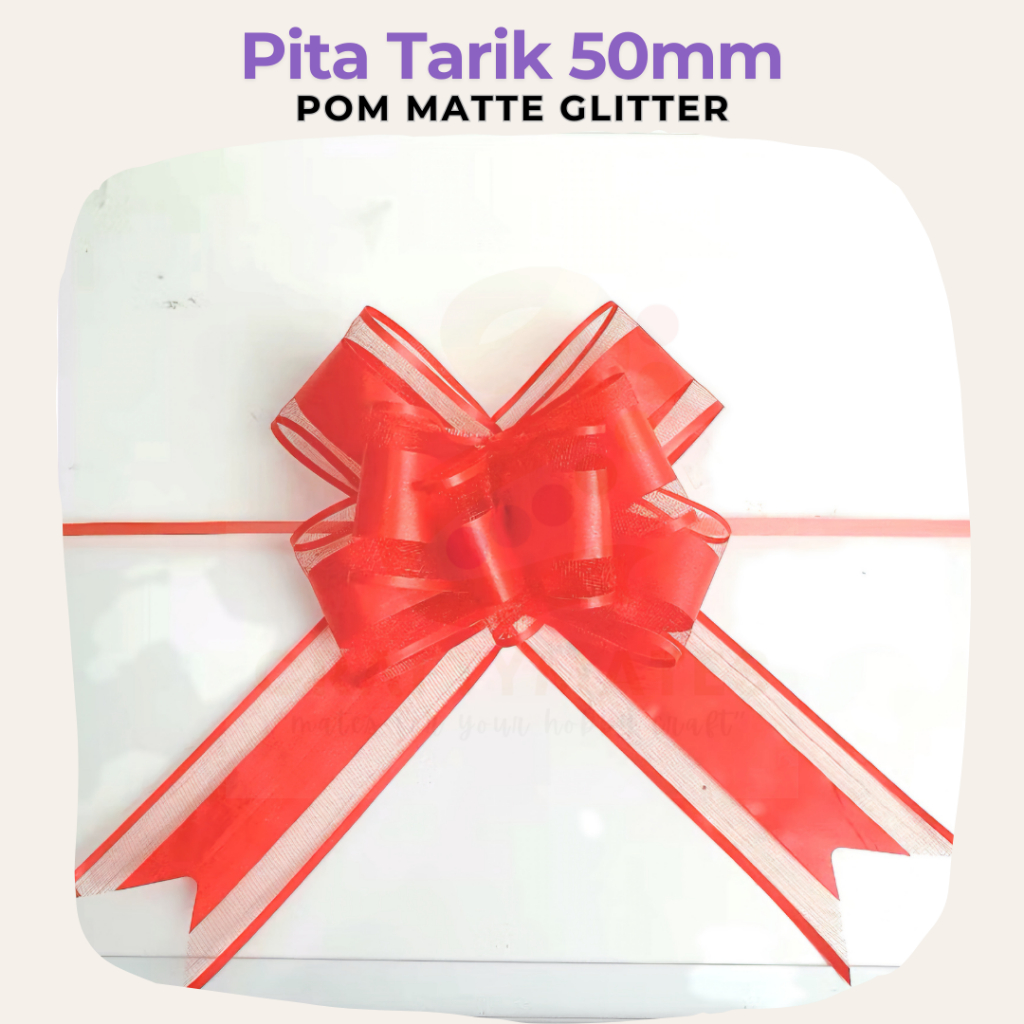 

[ 2 PCS] 50MM PITA TARIK SERUT MATTE DOFF | PULL FLOWER RIBBON MED