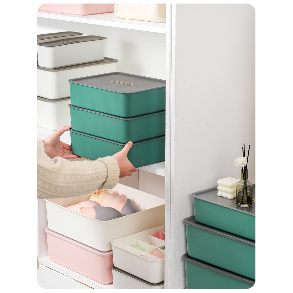 H888 - STORAGE BOX MULTIFUNGSI 1SET 3IN1 DENGAN PENUTUP | KOTAK PENYIMPANAN SERBAGUNA W3222-3223