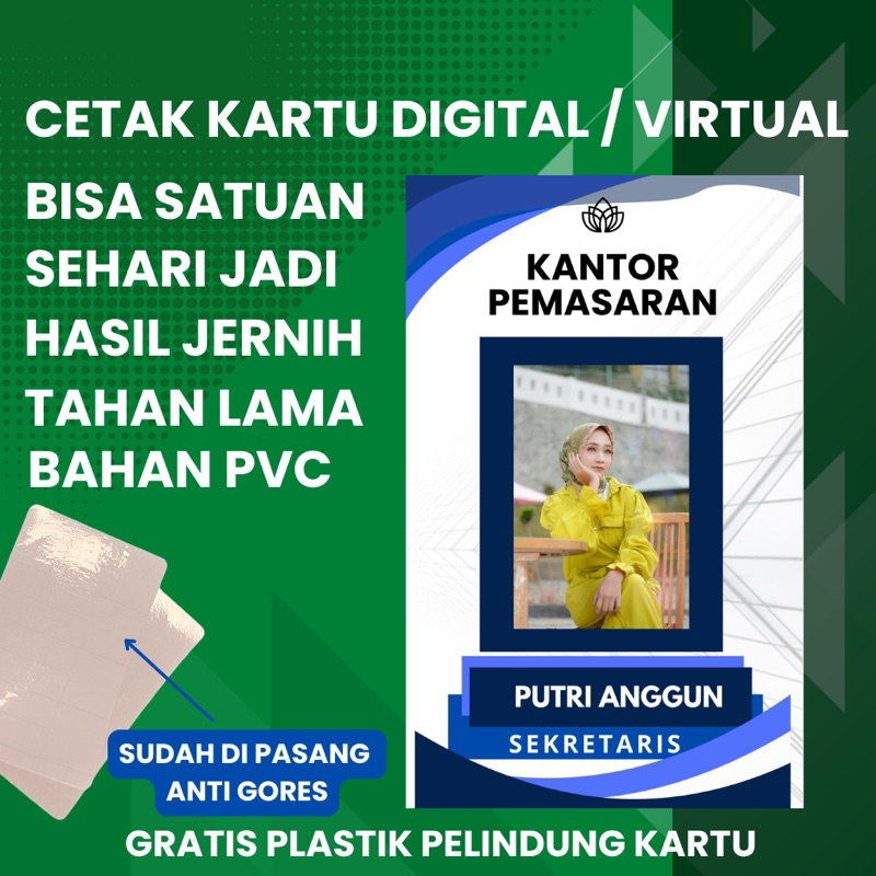 

Cetak Kartu Digital / Virtual Satuan Sehari Jadi Bahan PVC tebal
