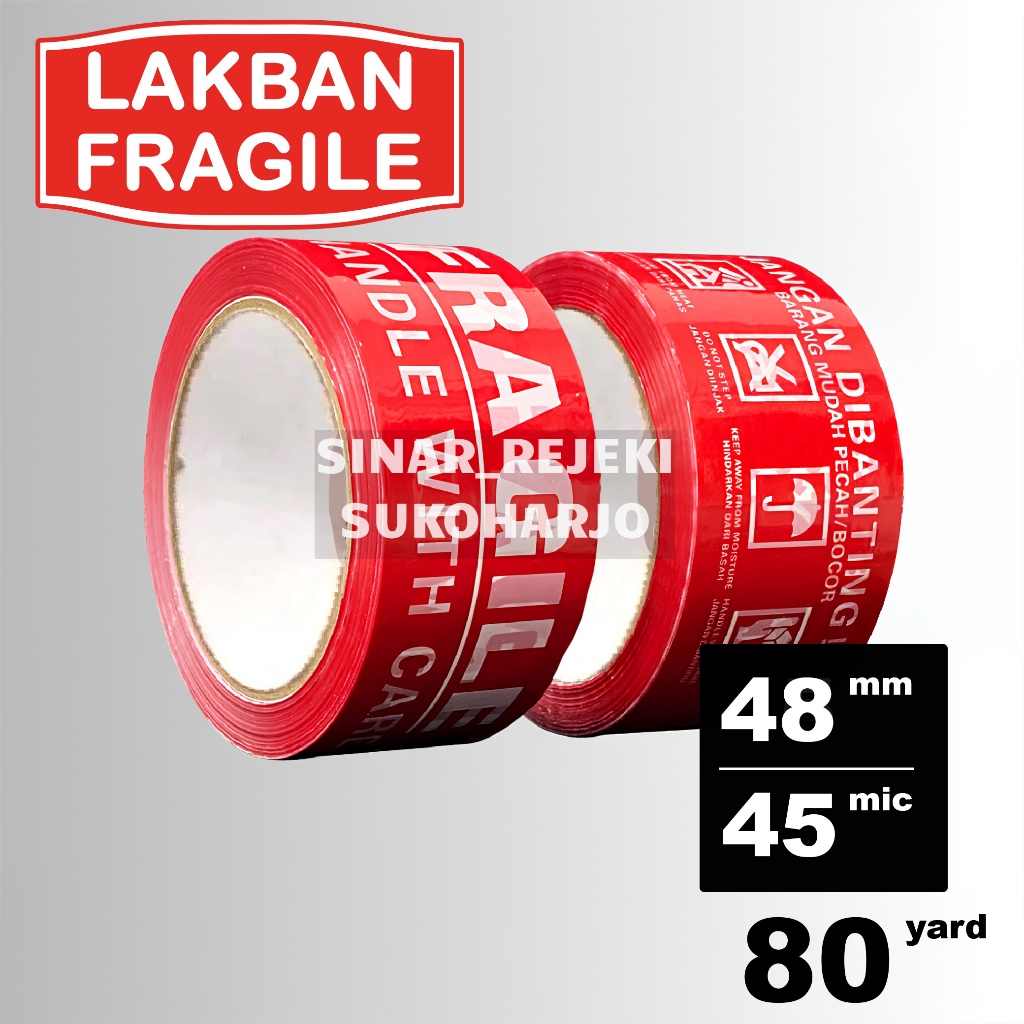 

Lakban Fragile Merah 80 Yard Ekonomis Lakban Fragile 80 Yard Lakban Per Pcs