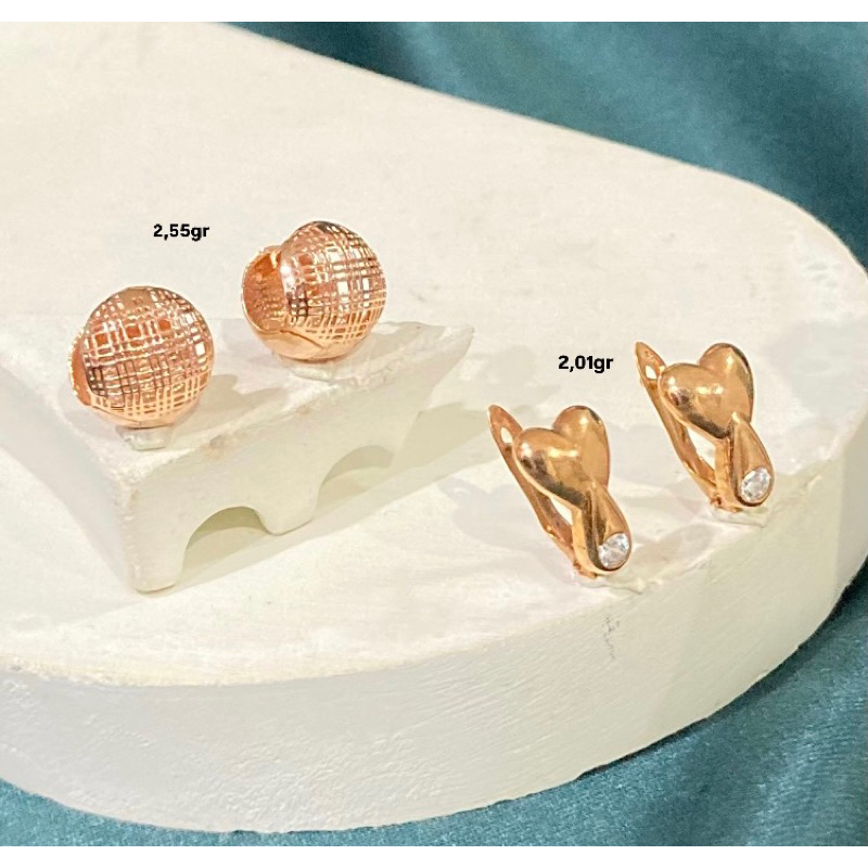 Laris jewellery Anting emas model klip rosegold bulat