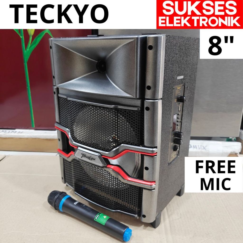 SPEAKER PORTABLE TEKYO 778C KAROKE BLUETOOTH MEMORY MP3 8 IN 8IN INCH INC GMC