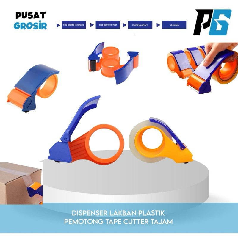 

( Pemotong ) Dispenser Selotip / Tape Cutter Lakban / Solasi Alat Packing Holder