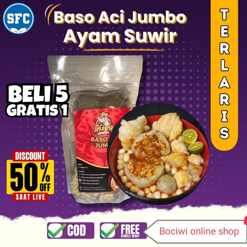 

1 bungkus baso Aci isi ayam suwir jumbo enak banget /beli 5 bungkus free 1 bungkus