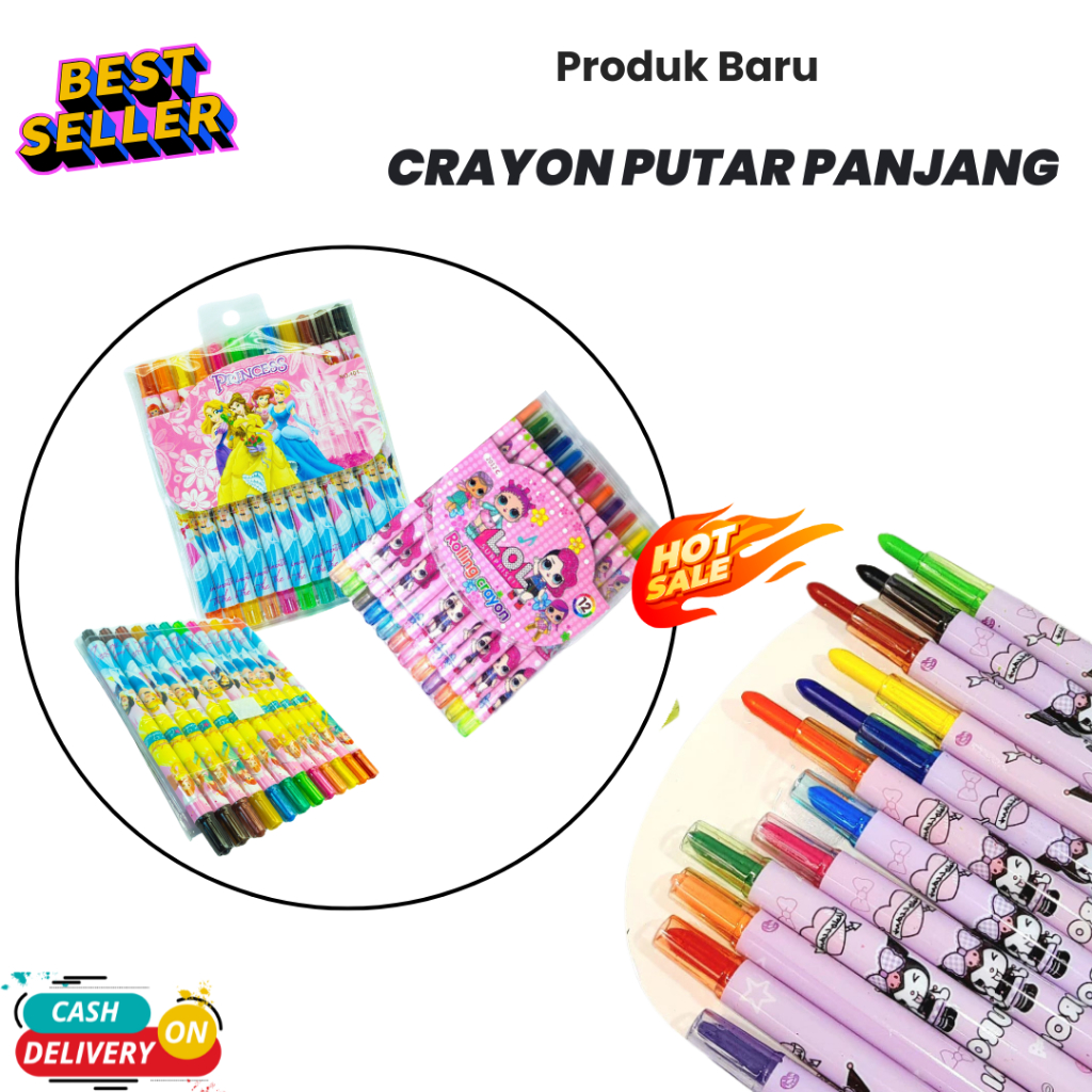 

krayon Putar panjang 12 Warna /Crayon Putar Panjang 12 Warna/Rolling Crayon/Oil Pastel / Kerayon mewarnai / cod / Duta Gemilang