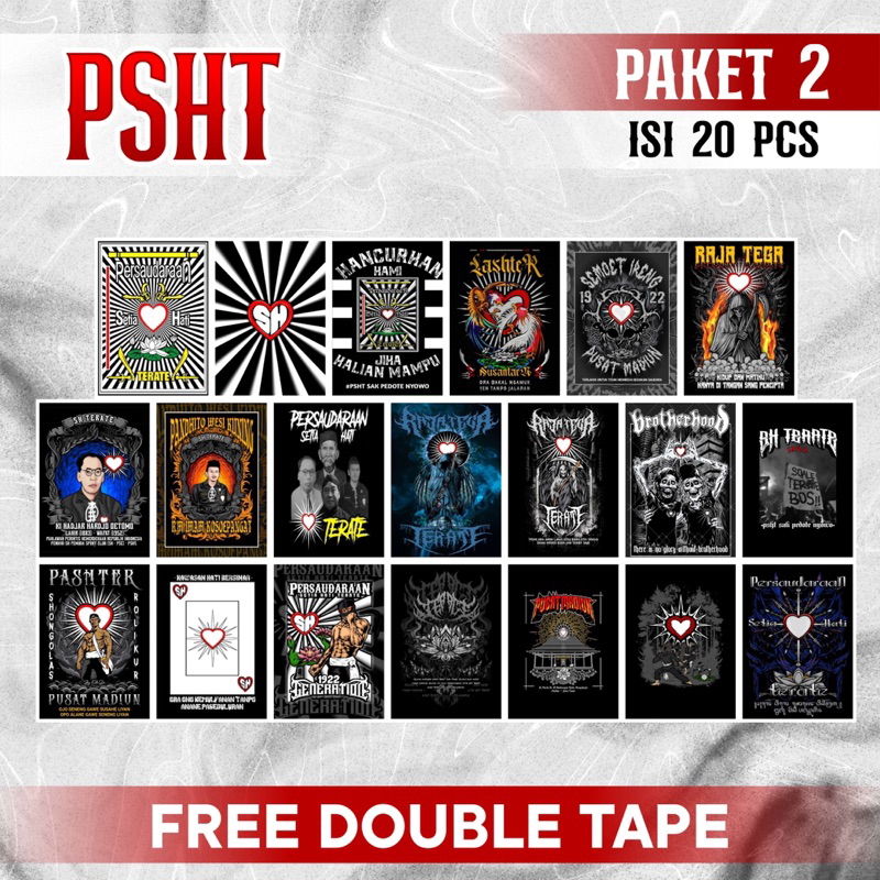 (isi 20) Poster dinding PSHT  free double tape / poster PSHT Paket 2