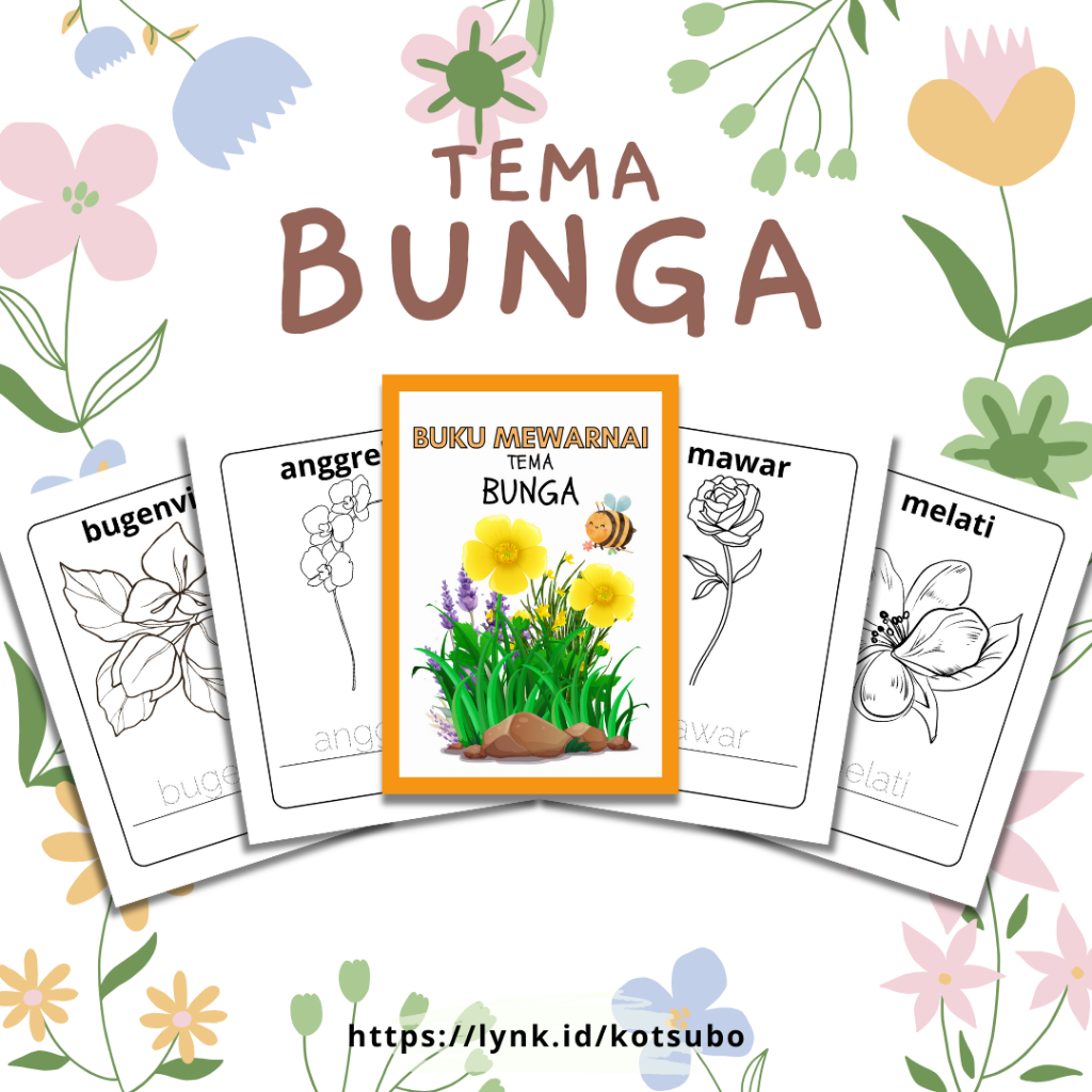 

KERTAS MEWARNAI /COLORING / KERTAS GAMBAR / BUNGA LUCU / KERTAS MEWARNAI ANAK PAUD TK SD / A4