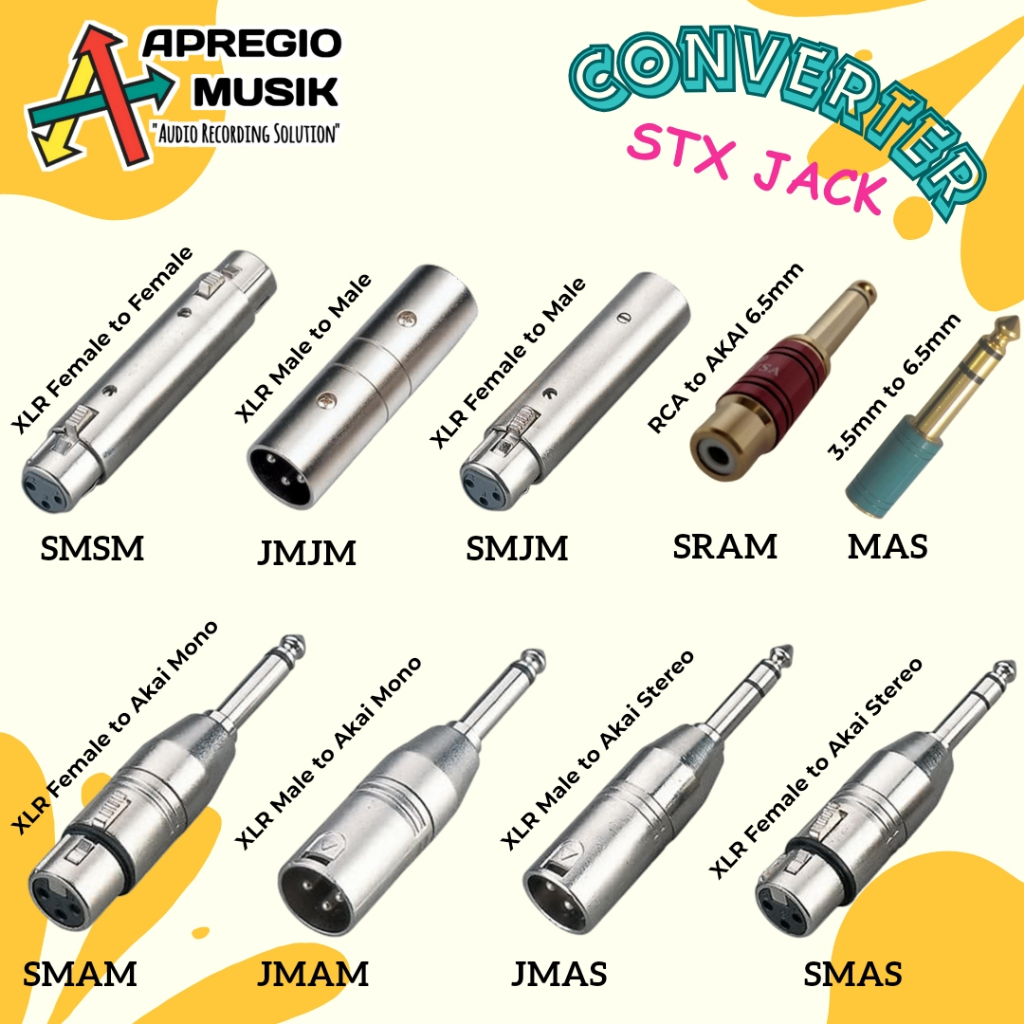 STX jack converter adapter socket XLR male Female to Akai mono Stereo RCA to AKAI