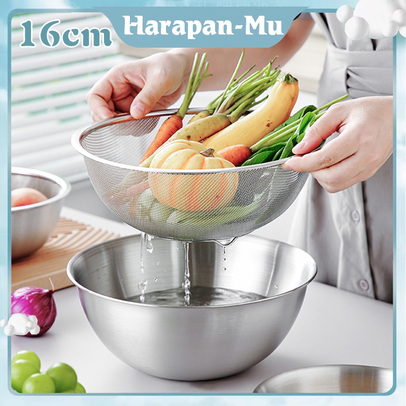 Baskom Saringan Sayuran 2pcs Baskom Tirisan Stainless Steel Baskom Cuci Sayur Baskom Penyaring