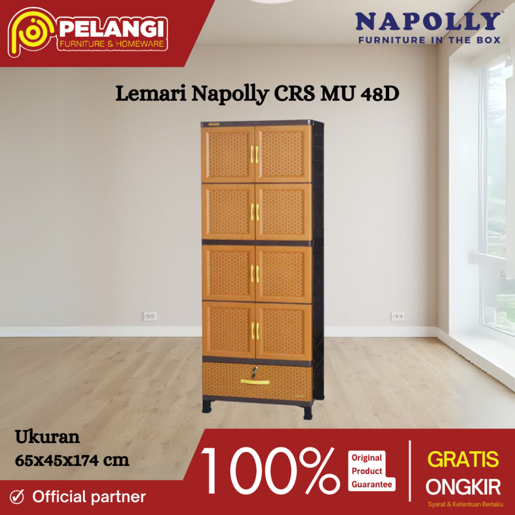 Lemari Napolly CRS MU 48D | Lemari Napolly | Lemari Pakaian | Lemari 2 Pintu | Lemari Plastik