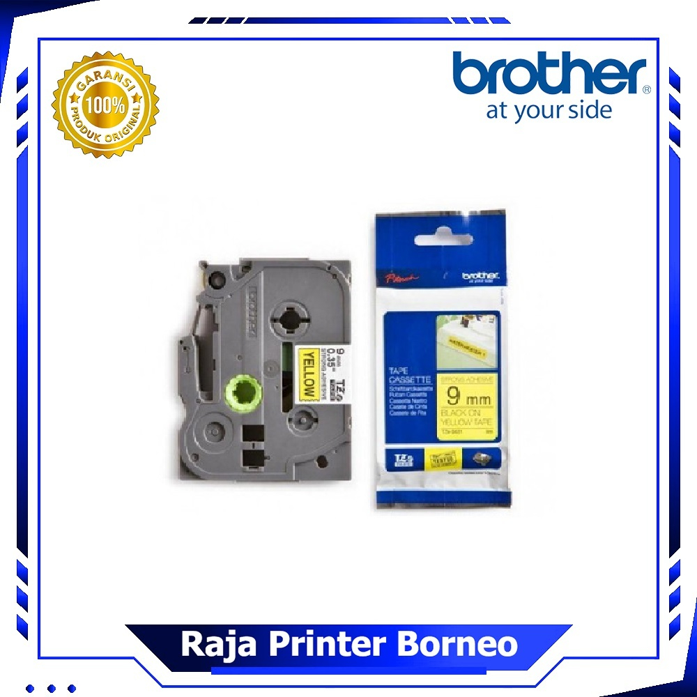 

Label Tape Brother TZE-621 Black On Yellow Uk 9MM Panjang 8M TZE 621