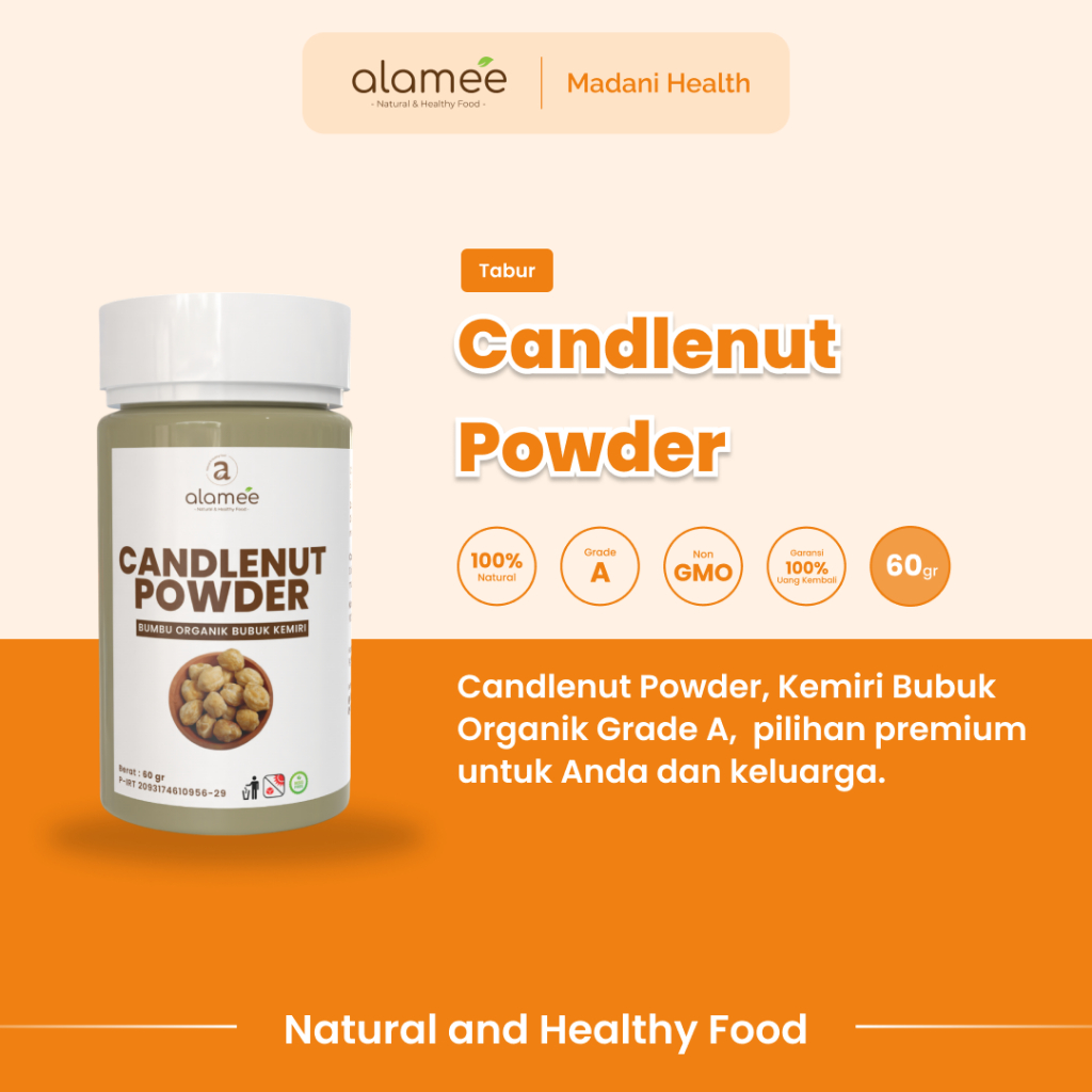 

ALAMEE Kemiri Bubuk Candlenut Seasoning Powder Bumbu Dapur Organik Masak Murni Tanpa Campuran 60g