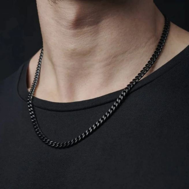 Rantai Kalung Besar / Kalung Rantai Hip Hop Titanium Silver Gold Black Stainless Steel Tebal 5mm Six