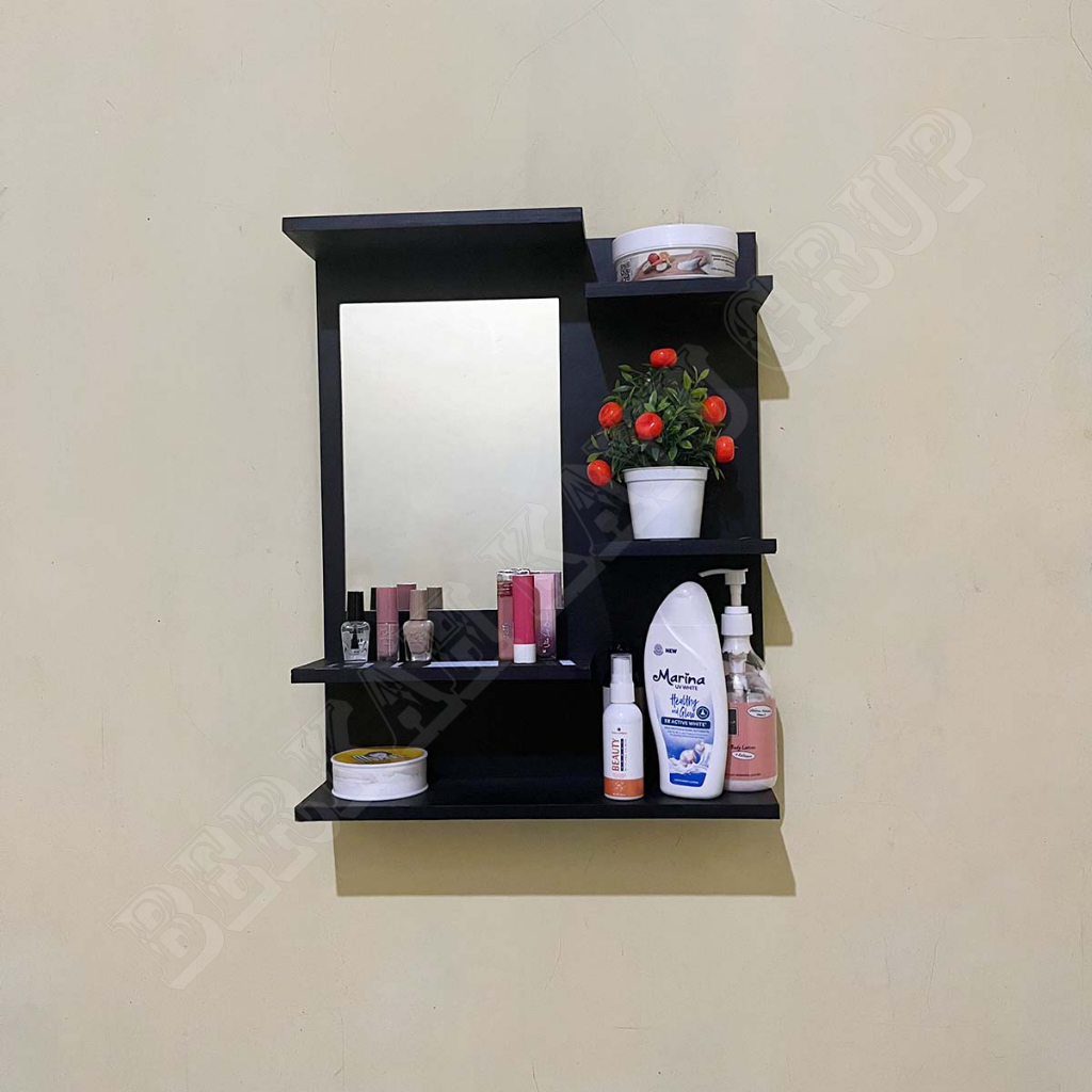 RAK DINDING KOSMETIK, RAK GANTUNG KOSMETIK, RAK KACA, RAK TEMPEL, RAK KOSMETIK KACA