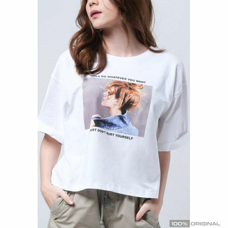 logo jeans original kaos crop wanita new arrival - CROP