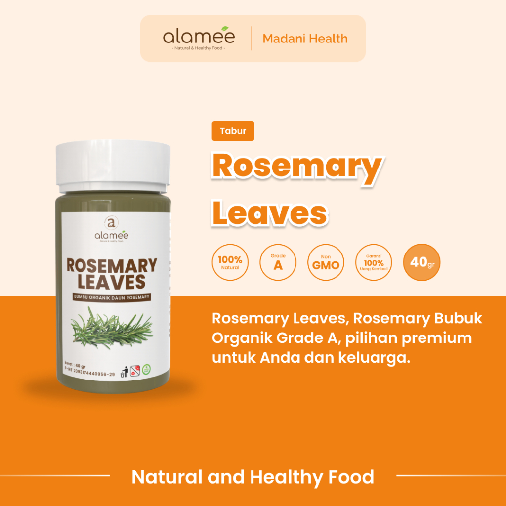 

ALAMEE Daun Rosemary Kering Dried Leaves Garnish Murni Asli Tanpa Campuran Bumbu Masakan Dapur 30g