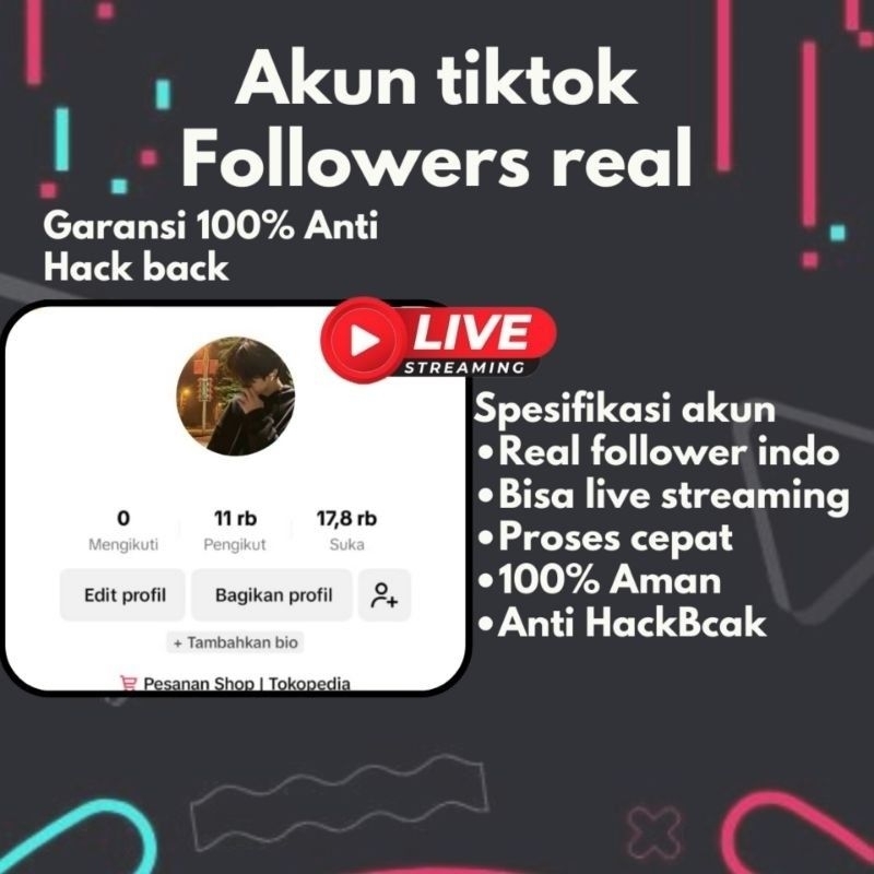 AKun Tiktok 1k++  Real fyp | Akun Tiktok affiliate | Akun tiktok bisa live