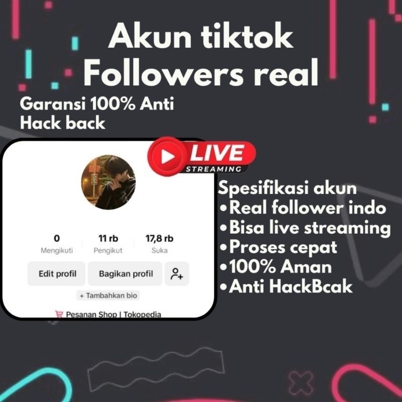 AKun Tiktok 1k+ Real fyp | Akun Tiktok affiliate | Akun tiktok bisa live