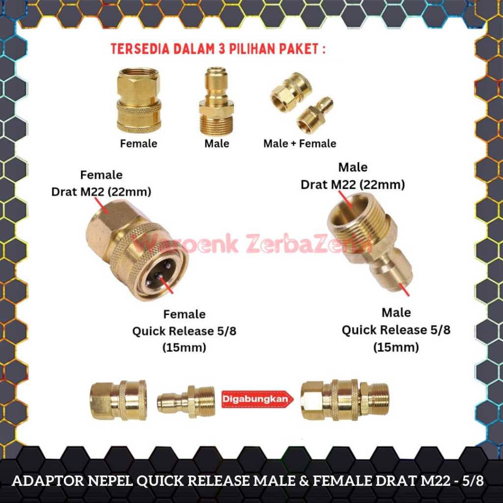 NEPEL NIPLE SAMBUNGAN QUICK RELEASE ADAPTOR ADAPTER KONEKTOR CONNECTOR KOPLER COUPLER NEPEL QUICK RE