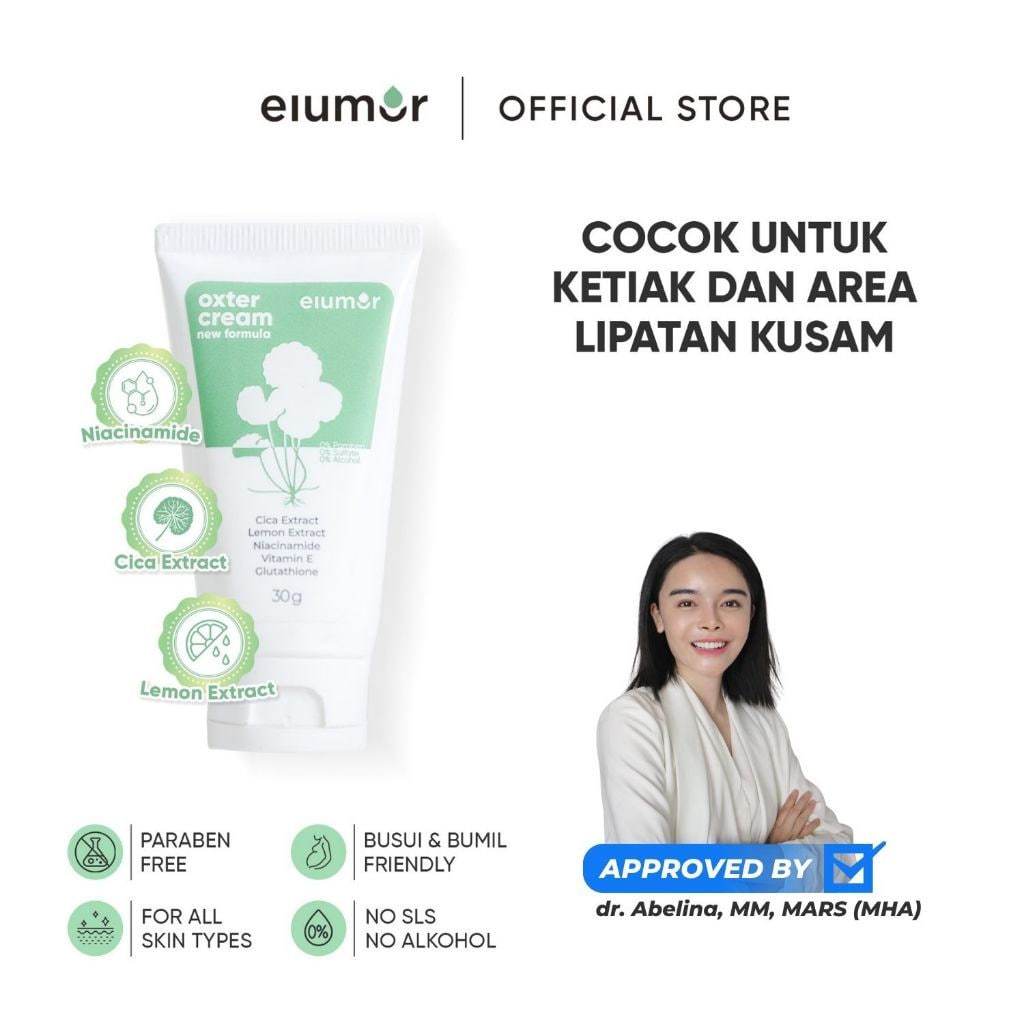 Elumor Oxter Cream Original Pemutih Ketiak Dan Selangkangan Bpom - Cream Pemutih Leher Elumor 30g