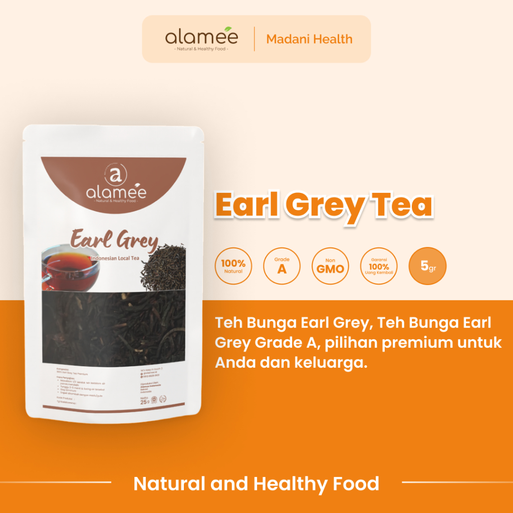 

ALAMEE Teh Bunga Earl Grey Black Tea Alami Organik Dried Leaf Siap Seduh Minum 5gr