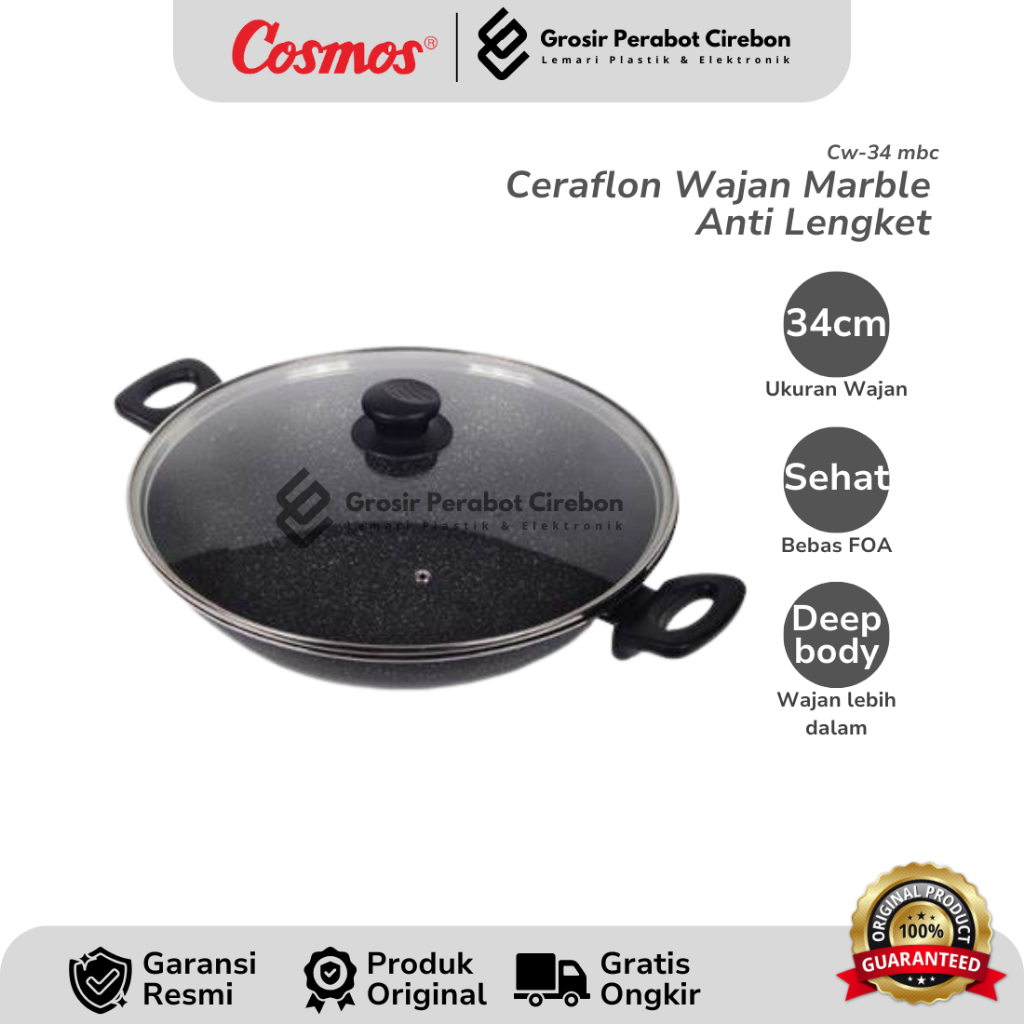 COSMOS WOK PAN MARBLE 34 CM CW-34 MB / CW 34 MB WOK PAN MARBLE COSMOS