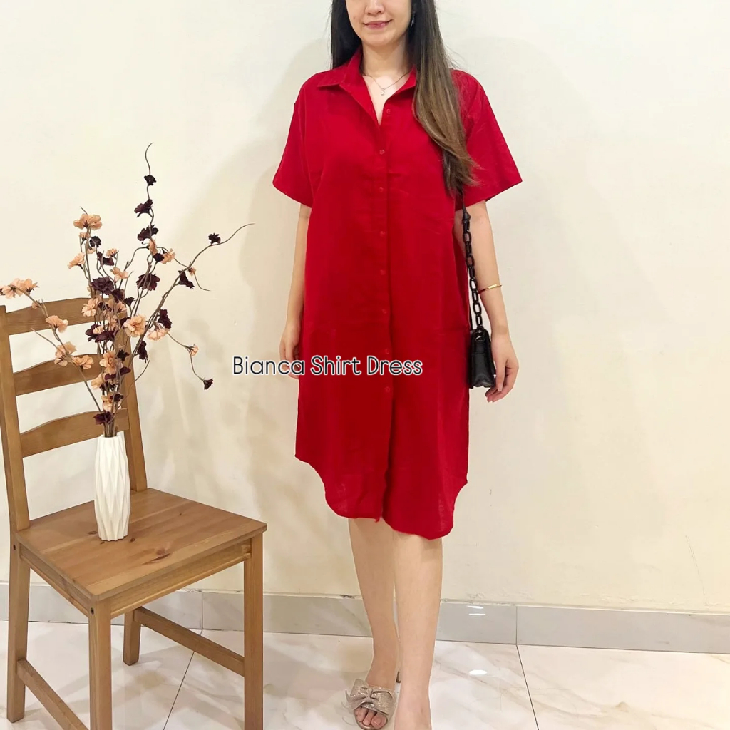 DELIGHTLINE - BIANCA SHIRT DRESS POLOS CASUAL - OFFICE FRIENDLY SIMPLE BASIC ELEGANT