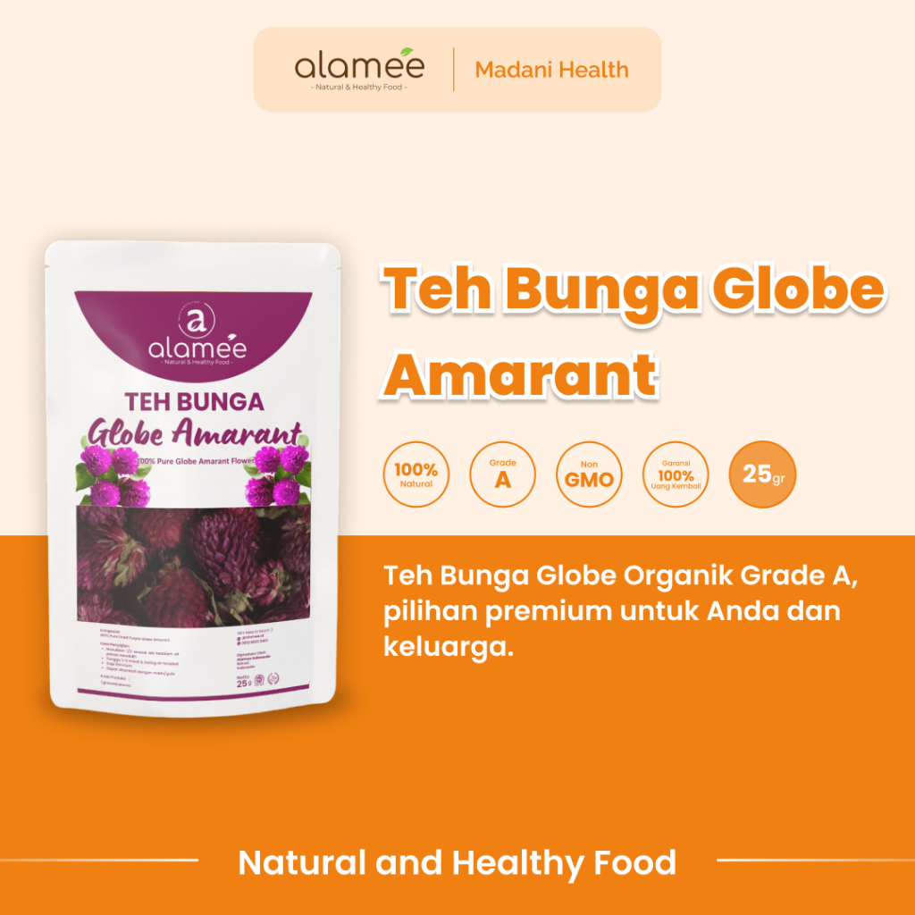 

ALAMEE Teh Bunga Globe Amaranth Tea Herbal Kering Organik Herbal Organic Asli Dried Flower Alami 25gr