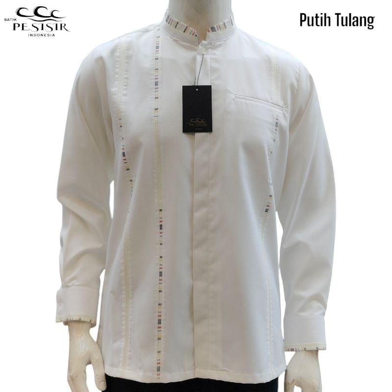 Batik Pesisir - Putih Tulang Kemko Lengan Panjang Manset Press Trikot