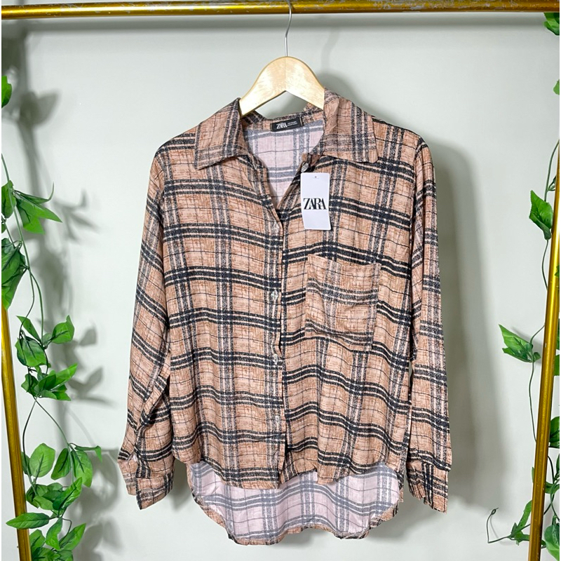 rumahfashiomlg - kemeja wanita kotak beatwing full kancing ada bahan rayon premium muat sampai ld 11