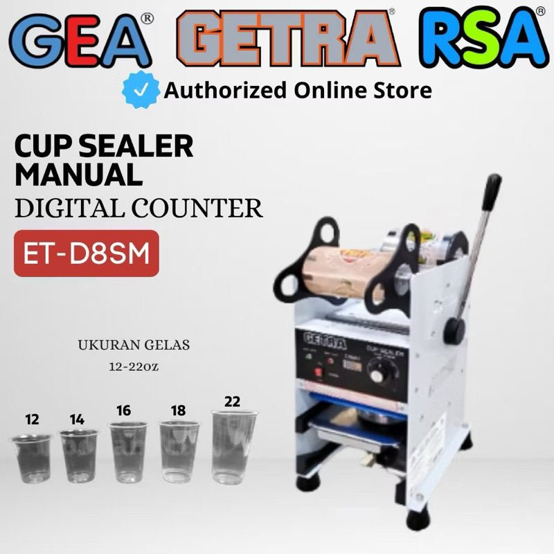 ORIGINAL Mesin cup sealer GETRA ET-D8SM mesin press digital counter