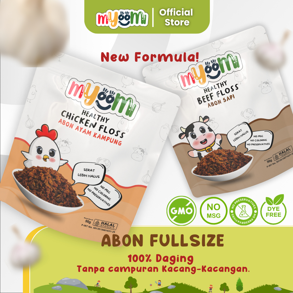 

Myoomi Abon Mpasi Non MSG & Pengawet 50gr | Abon Sapi | Abon Ayam Kampung | Abon Bayi