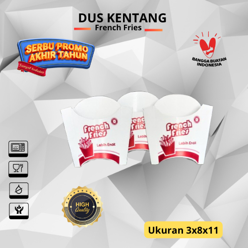Kertas dus kentang goreng, Kemasan bungkus kentang goreng isi 50 pcs