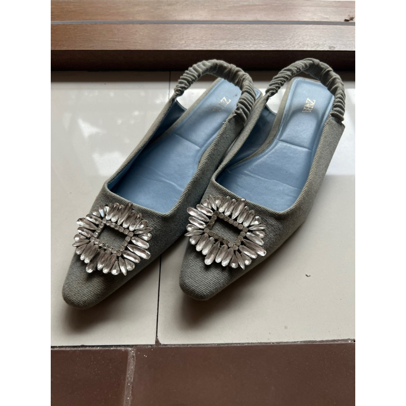 sepatu denim flat shoes zara